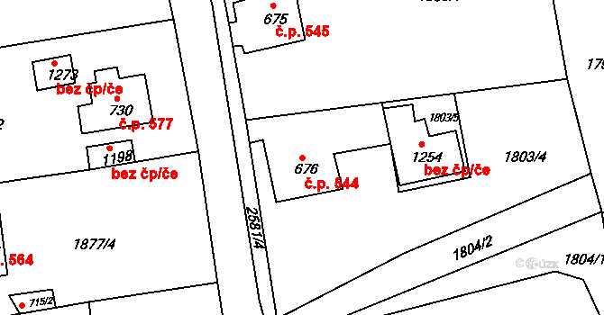 Česká Kamenice 544 na parcele st. 676 v KÚ Česká Kamenice, Katastrální mapa