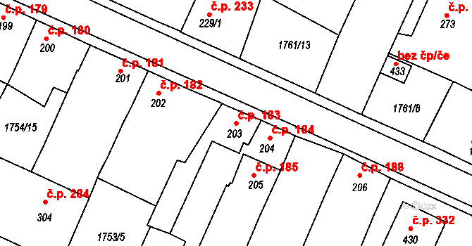 Staňkov I 183, Staňkov na parcele st. 203 v KÚ Staňkov-město, Katastrální mapa