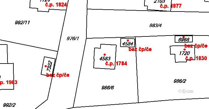 Cheb 1784 na parcele st. 4583 v KÚ Cheb, Katastrální mapa