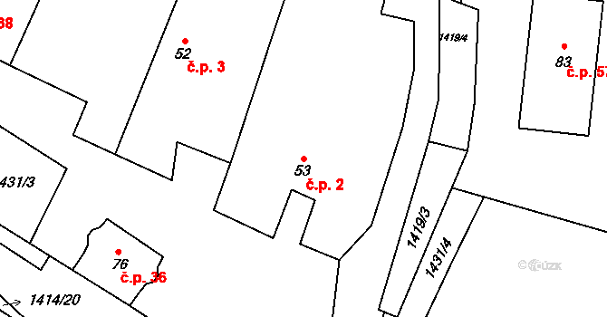 Markvarec 2, Český Rudolec na parcele st. 53 v KÚ Markvarec, Katastrální mapa