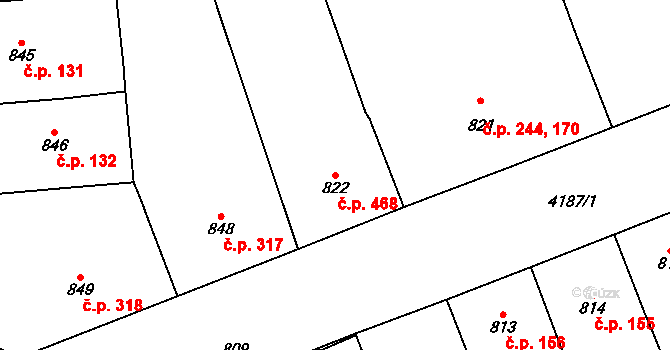 Vinohrady 468, Praha na parcele st. 822 v KÚ Vinohrady, Katastrální mapa
