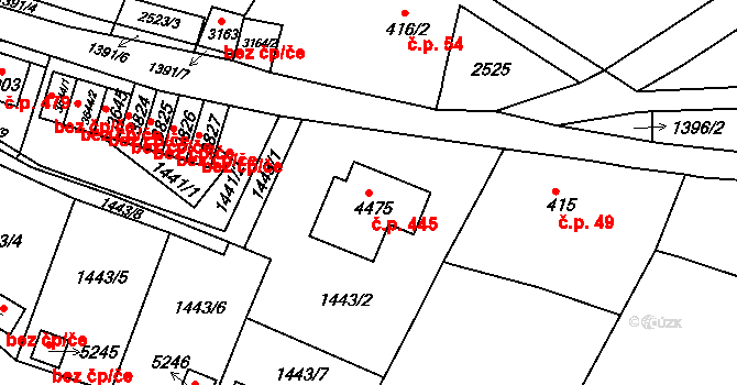 Kryblice 445, Trutnov na parcele st. 4475 v KÚ Trutnov, Katastrální mapa