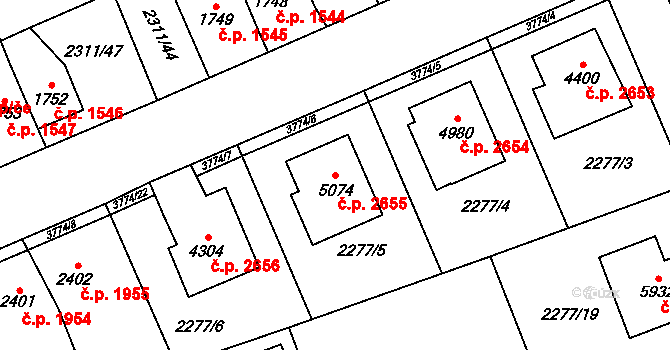Dvůr Králové nad Labem 2655 na parcele st. 5074 v KÚ Dvůr Králové nad Labem, Katastrální mapa