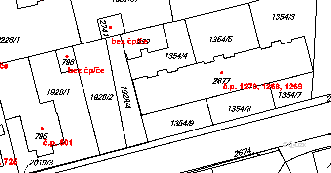Vrchlabí 1268,1269,1270 na parcele st. 2677 v KÚ Vrchlabí, Katastrální mapa