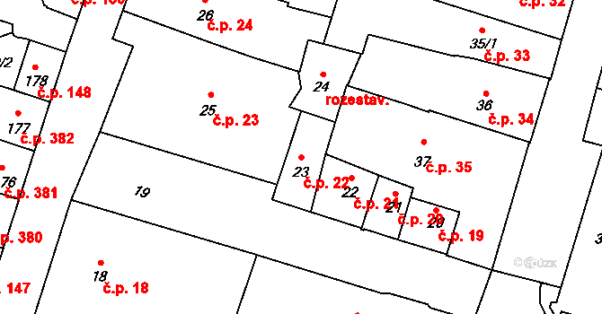České Budějovice 1 22, České Budějovice na parcele st. 23 v KÚ České Budějovice 1, Katastrální mapa
