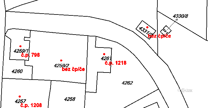 Česká Lípa 1218 na parcele st. 4261 v KÚ Česká Lípa, Katastrální mapa