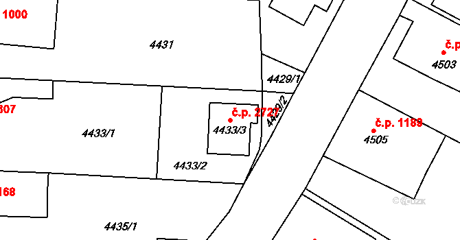 Česká Lípa 2727 na parcele st. 4433/3 v KÚ Česká Lípa, Katastrální mapa