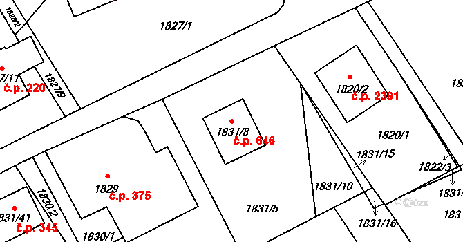 Mizerov 646, Karviná na parcele st. 1831/8 v KÚ Karviná-město, Katastrální mapa