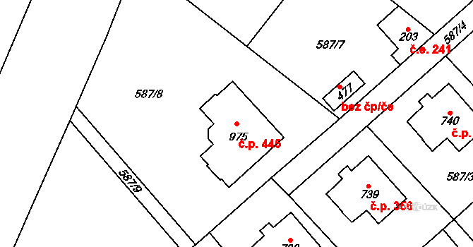 Psáry 445 na parcele st. 975 v KÚ Psáry, Katastrální mapa