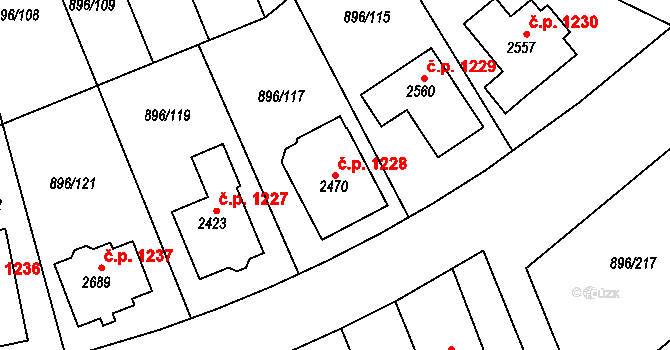 Blatná 1228 na parcele st. 2470 v KÚ Blatná, Katastrální mapa