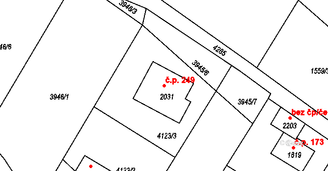 Chrást nad Sázavou 249, Týnec nad Sázavou na parcele st. 2031 v KÚ Týnec nad Sázavou, Katastrální mapa