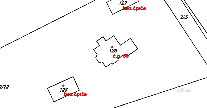 Vrbice 66 na parcele st. 126 v KÚ Vrbice u Vacova, Katastrální mapa