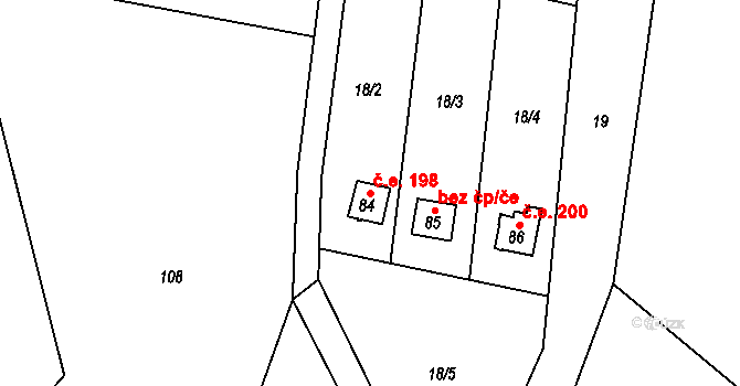 Dvůr Králové nad Labem 198 na parcele st. 84 v KÚ Sylvárov, Katastrální mapa