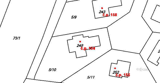Vyskytná nad Jihlavou 154 na parcele st. 249 v KÚ Vyskytná nad Jihlavou, Katastrální mapa