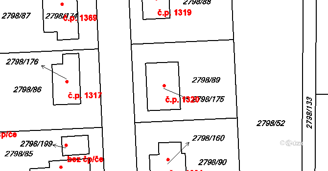 Mohelnice 1320 na parcele st. 2798/175 v KÚ Mohelnice, Katastrální mapa