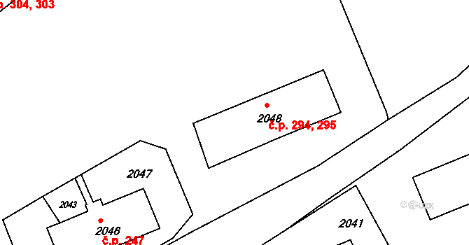 Břidličná 294,295 na parcele st. 2048 v KÚ Břidličná, Katastrální mapa