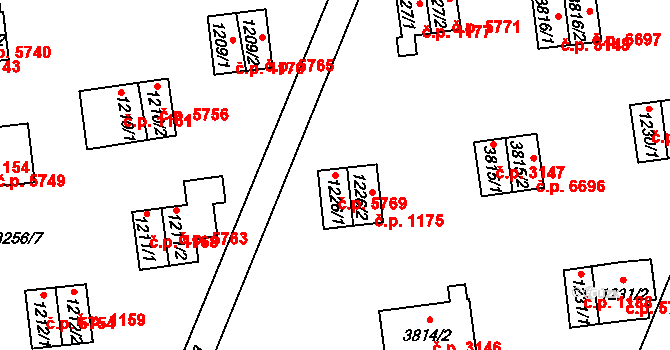 Zlín 5769 na parcele st. 1226/1 v KÚ Zlín, Katastrální mapa