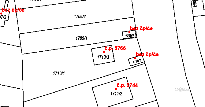 České Budějovice 3 2766, České Budějovice na parcele st. 1710/3 v KÚ České Budějovice 3, Katastrální mapa