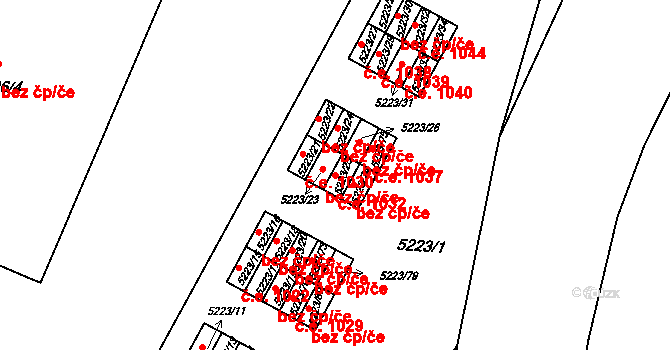 Předměstí 1032, Litoměřice na parcele st. 5223/25 v KÚ Litoměřice, Katastrální mapa