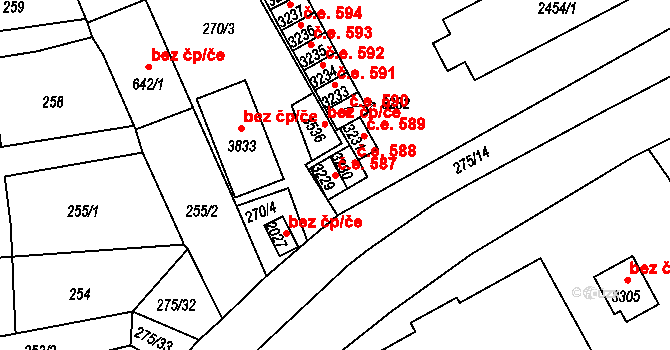 Horní Předměstí 587, Polička na parcele st. 3229 v KÚ Polička, Katastrální mapa