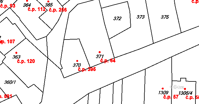 Spytihněv 64 na parcele st. 371 v KÚ Spytihněv, Katastrální mapa