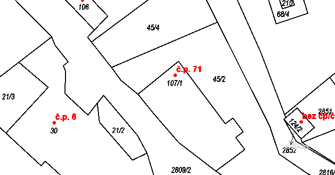 Lipová 71 na parcele st. 107/1 v KÚ Lipová u Slavičína, Katastrální mapa