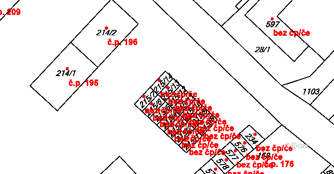Horní Počaply 41293631 na parcele st. 215/13 v KÚ Horní Počaply, Katastrální mapa