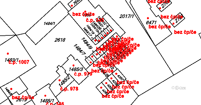 Třebíč 42719631 na parcele st. 1484/10 v KÚ Třebíč, Katastrální mapa