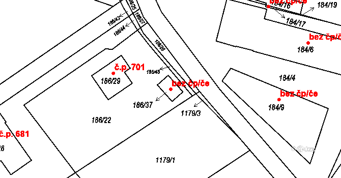 Plzeň 42841631 na parcele st. 186/37 v KÚ Božkov, Katastrální mapa