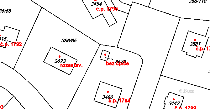 Choceň 43486631 na parcele st. 3479 v KÚ Choceň, Katastrální mapa