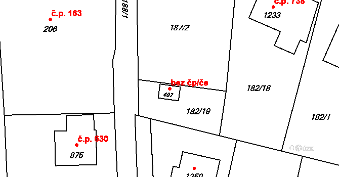 Ostrava 43932631 na parcele st. 497 v KÚ Muglinov, Katastrální mapa