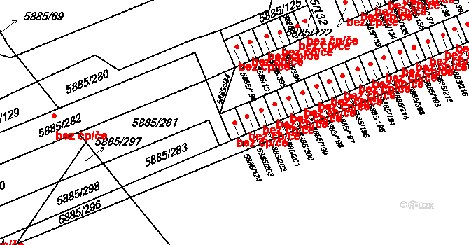 Chomutov 45048631 na parcele st. 5885/124 v KÚ Chomutov I, Katastrální mapa