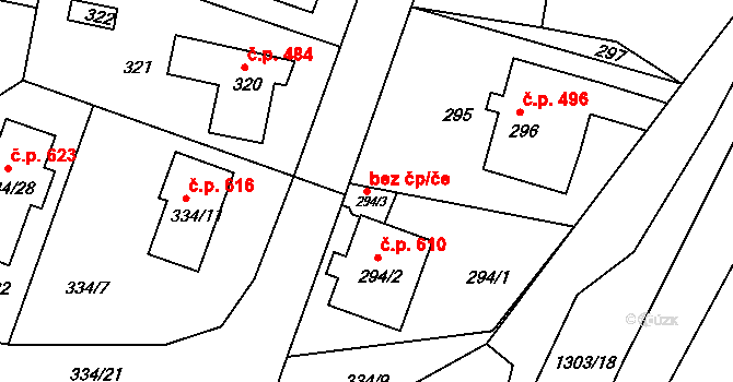 Týnec nad Labem 46107631 na parcele st. 294/3 v KÚ Týnec nad Labem, Katastrální mapa
