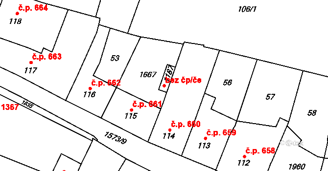 Litovel 49518631 na parcele st. 1187 v KÚ Litovel, Katastrální mapa