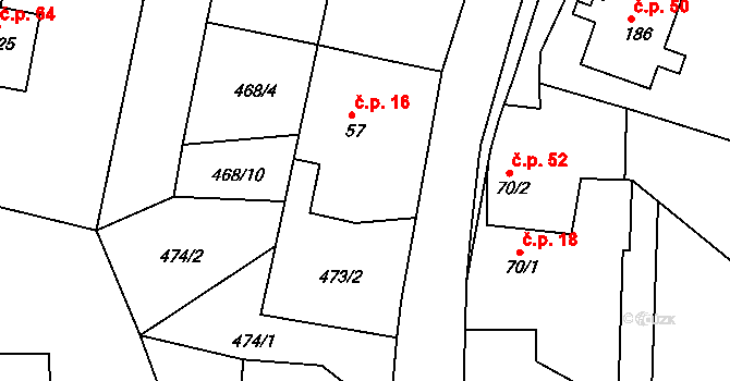 Smrkový Týnec 16, Rabštejnská Lhota na parcele st. 57 v KÚ Smrkový Týnec, Katastrální mapa