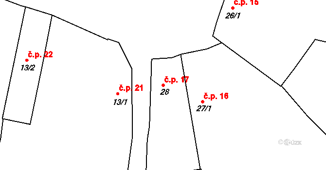Smrkovice 17, Písek na parcele st. 28 v KÚ Smrkovice, Katastrální mapa