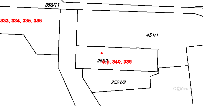 Pražské Předměstí 339,340, Písek na parcele st. 2592 v KÚ Písek, Katastrální mapa