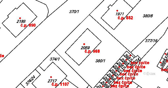 Sušice II 988, Sušice na parcele st. 2059 v KÚ Sušice nad Otavou, Katastrální mapa