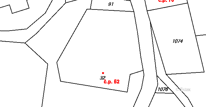 Rejchartice 52 na parcele st. 32 v KÚ Rejchartice u Šumperka, Katastrální mapa