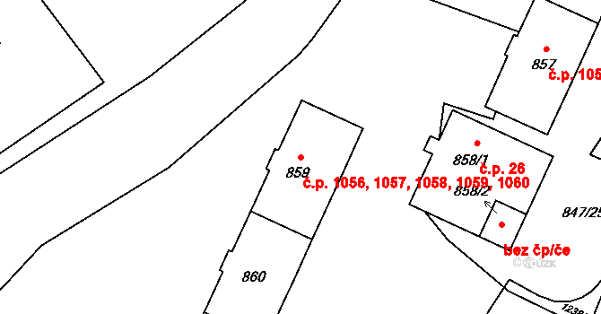 Kopřivnice 1056,1057,1058,1059, na parcele st. 859 v KÚ Kopřivnice, Katastrální mapa