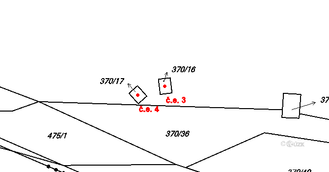Kaceřov 3 na parcele st. 370/16 v KÚ Kaceřov, Katastrální mapa