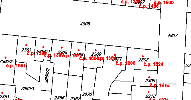 Louny 1354 na parcele st. 2369 v KÚ Louny, Katastrální mapa