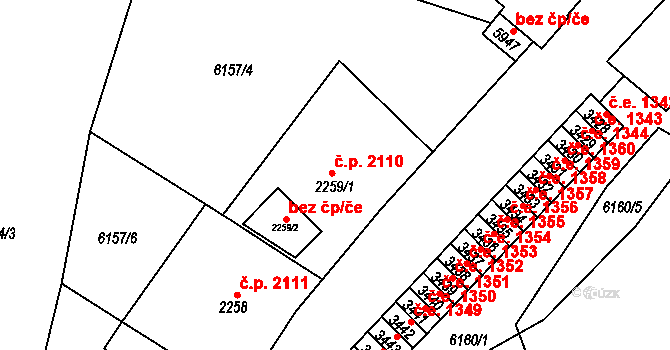 Žatec 2110 na parcele st. 2259/1 v KÚ Žatec, Katastrální mapa