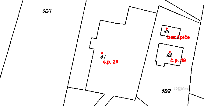 Ostrov 29 na parcele st. 41 v KÚ Ostrov u Ledče nad Sázavou, Katastrální mapa