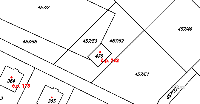 Zeměchy 212, Kralupy nad Vltavou na parcele st. 436 v KÚ Zeměchy u Kralup nad Vltavou, Katastrální mapa