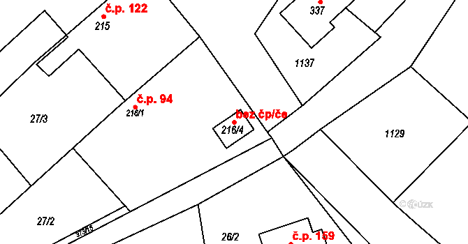 Čachovice 95434631 na parcele st. 216/4 v KÚ Struhy, Katastrální mapa