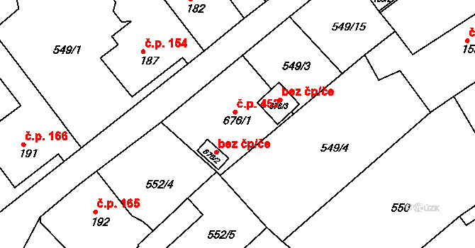 Šťáhlavy 452 na parcele st. 676/1 v KÚ Šťáhlavy, Katastrální mapa