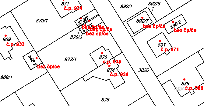 Rychnov nad Kněžnou 935 na parcele st. 873 v KÚ Rychnov nad Kněžnou, Katastrální mapa