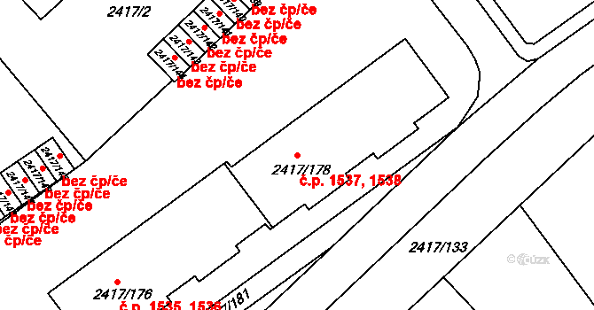 Rychnov nad Kněžnou 1537,1538 na parcele st. 2417/178 v KÚ Rychnov nad Kněžnou, Katastrální mapa