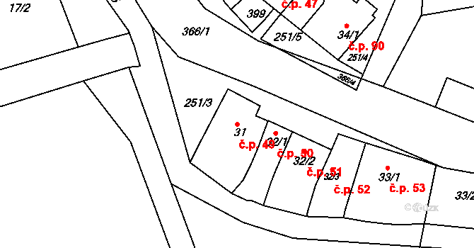 Štětovice 49, Vrbátky na parcele st. 31 v KÚ Štětovice, Katastrální mapa